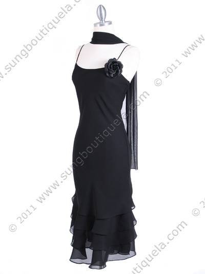 2979 Black Ruffle Layers Bottom Dress - Black, Alt View Medium
