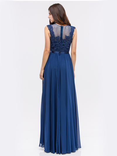 Illusion Neckline Chiffon Dress With Jacket Ocean Blue main image 1