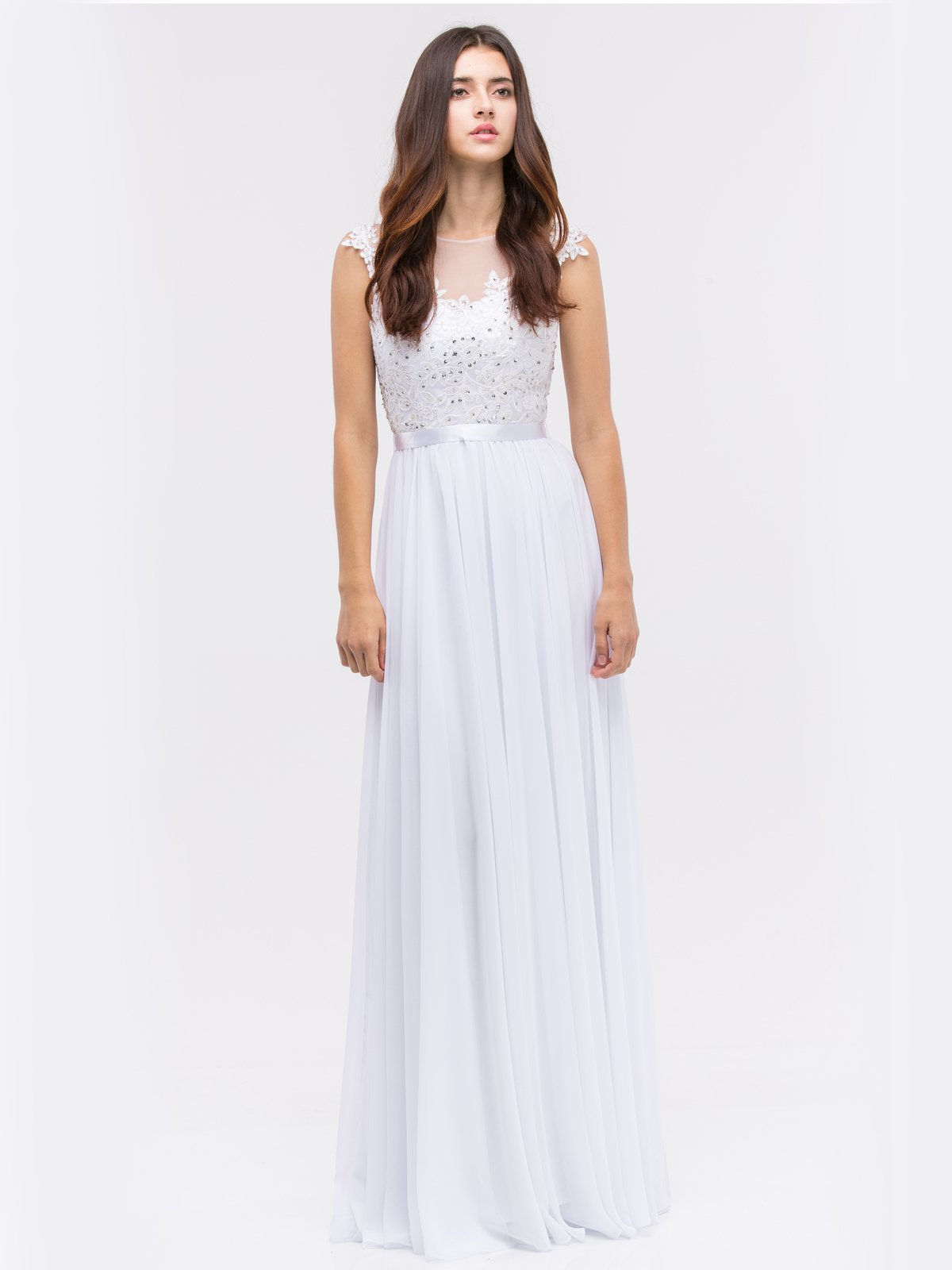 Illusion Neckline Chiffon Dress With Jacket Sage Plus Size