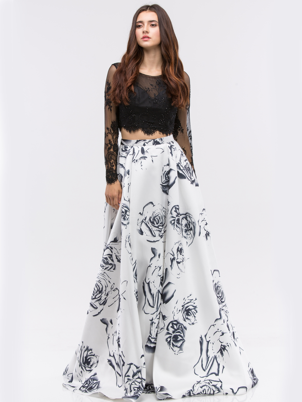 prom dress two piece long sleeve