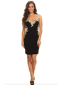30-6016 Sleeveless Short Cocktail Dress - Black, Front View Thumbnail