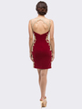 30-6016 Sleeveless Short Cocktail Dress - Burgundy, Back View Thumbnail