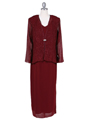 3006 Burgundy Giltter 2 piece Evening Dress - Burgundy, Front View Thumbnail
