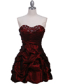 3054 Burgundy Taffeta Cocktail Dress - Burgundy, Front View Thumbnail