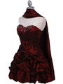 3054 Burgundy Taffeta Cocktail Dress - Burgundy, Alt View Thumbnail