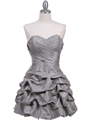 3054 Silver Taffeta Cocktail Dress - Silver, Front View Thumbnail