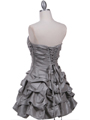 3054 Silver Taffeta Cocktail Dress - Silver, Back View Thumbnail