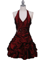 3062 Burgundy Halter Taffeta Cocktail Dress - Burgundy, Front View Thumbnail