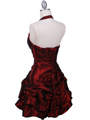 3062 Burgundy Halter Taffeta Cocktail Dress - Burgundy, Back View Thumbnail