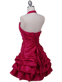 3062 Fuschia Halter Taffeta Cocktail Dress - Fuschia, Back View Thumbnail