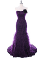 3063 Purple Lace Prom Dress - Purple, Front View Thumbnail