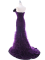 3063 Purple Lace Prom Dress - Purple, Back View Thumbnail