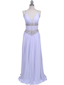 3072 White Beaded Chiffon Prom Evening Dress - White, Front View Thumbnail