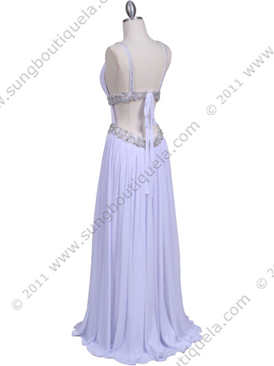 3072 White Beaded Chiffon Prom Evening Dress - White, Back View Medium