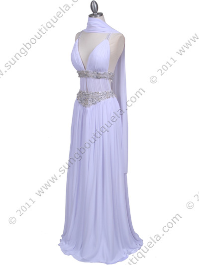 3072 White Beaded Chiffon Prom Evening Dress - White, Alt View Medium