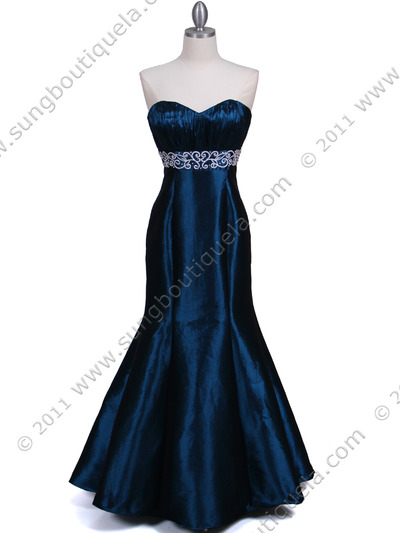3073 Jade Strapless Tafetta Evening Gown - Jade, Front View Medium