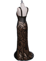 3081 Black Gold Lace Sequin Evening Dress - Black Gold, Back View Thumbnail