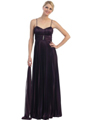 3096 Pleated Sweetheart Evening Dress - Plum, Front View Thumbnail