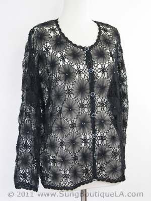 31-232 Black Laced Cardigan, Black