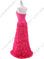3152 Hot Pink Rosette Prom Evening Dress - Hot Pink, Back View Thumbnail