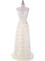 3152 Ivory Rosette Prom Evening Dress - Ivory, Front View Thumbnail