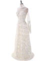 3152 Ivory Rosette Prom Evening Dress - Ivory, Alt View Thumbnail