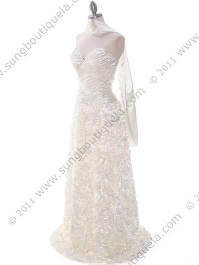 3152 Ivory Rosette Prom Evening Dress - Ivory, Alt View Medium
