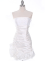 3158 Off White Strapless Pleated Cocktail Dress - Off White, Front View Thumbnail