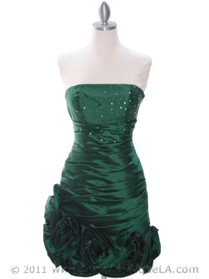 3158 Olive Strapless Pleated Cocktail Dress, Olive