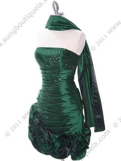 3158 Olive Strapless Pleated Cocktail Dress - Olive, Alt View Medium