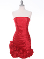 3158 Red Strapless Pleated Cocktail Dress
