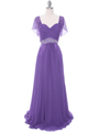 3161 Purple Chiffon Evening Dress - Purple, Front View Thumbnail