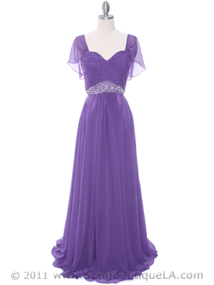 3161 Purple Chiffon Evening Dress, Purple
