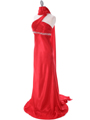 3162 Red Charmeuse One Shoulder Evening Dress - Red, Alt View Thumbnail