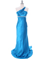 3162 Teal Blue Charmeuse One Shoulder Evening Dress - Teal Blue, Front View Thumbnail