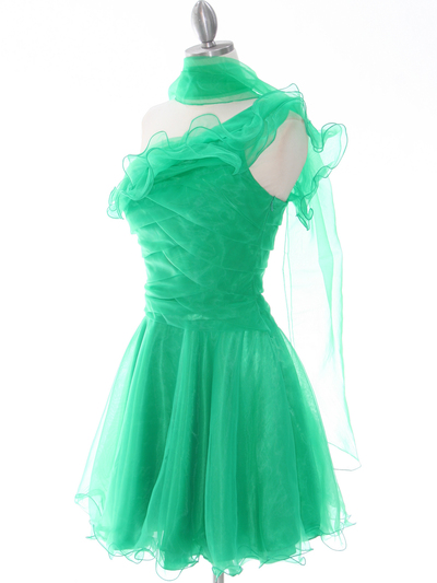 3168 Green One Shoulder Homecoming Dress - Green, Alt View Medium