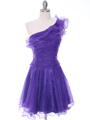 3168 Purple One Shoulder Bridesmaid Dress - Purple, Front View Thumbnail