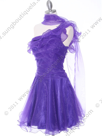 3168 Purple One Shoulder Bridesmaid Dress - Purple, Alt View Medium