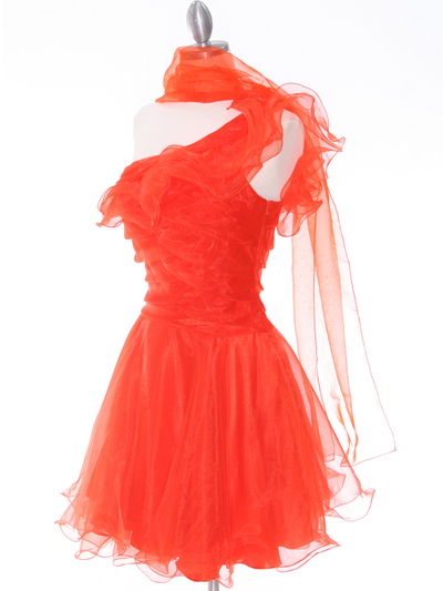 3168 Tangerine One Shoulder Homecoming Dress - Tangerine, Alt View Medium