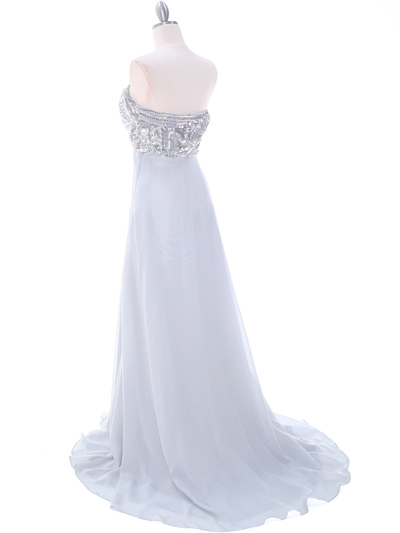3179 Silver Sequins Evening Dress - Silver, Back View Medium
