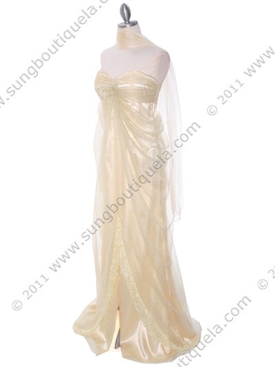 3181 Champagne Lace Strapless Evening Dress - Champagne, Alt View Medium
