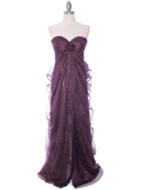 3181 Eggplant Lace Strapless Evening Dress, Eggplant