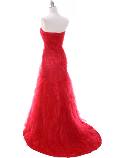 3182 Red Prom Evening Dress - Red, Back View Medium