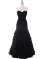 3183 Black Lace Evening Dress - Black, Front View Thumbnail