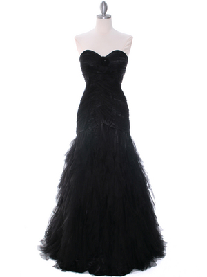 3183 Black Lace Evening Dress, Black