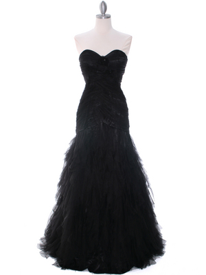 3183 Black Lace Evening Dress, Black