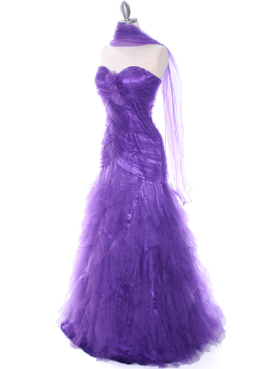 3183 Purple Lace Prom Dress - Purple, Alt View Medium