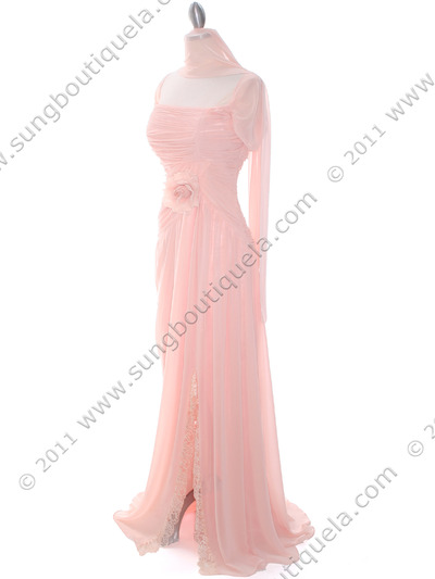 3198 Nude Chiffon Evening Dress - Nude, Alt View Medium