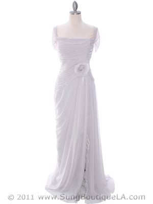 3198 Silver Chiffon Mother of The Bride Dress, Silver