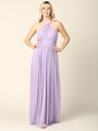 3206 Twisted Halter Neck Stretch Chiffon Bridesmaid Dress - Lilac, Back View Thumbnail